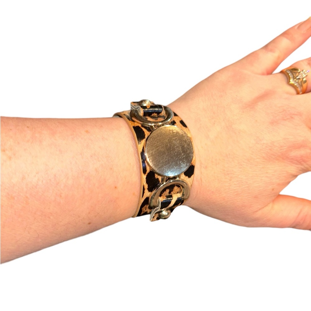 Faux leather leopard print cuff